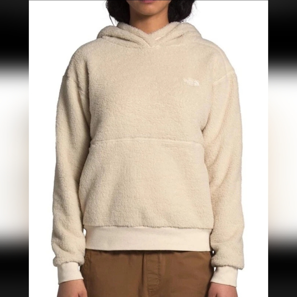 THE NORTH FACE WOMENS SHERPA PULLOVER HOODIE BLEACHED SAND SIZE S
